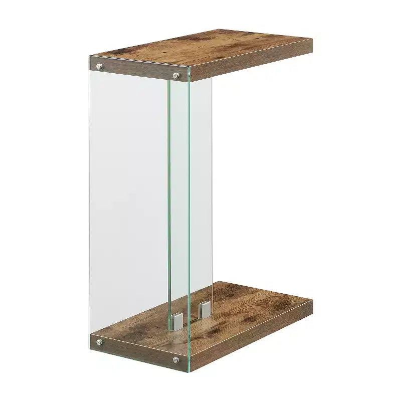 HomeStock 24.25 in.H Brown Color Rectangle Glass Table Top End Table 1 -piece