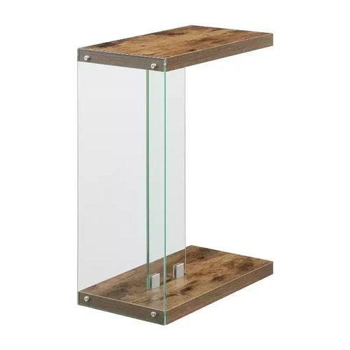 HomeStock 24.25 in.H Brown Color Rectangle Glass Table Top End Table 1 -piece