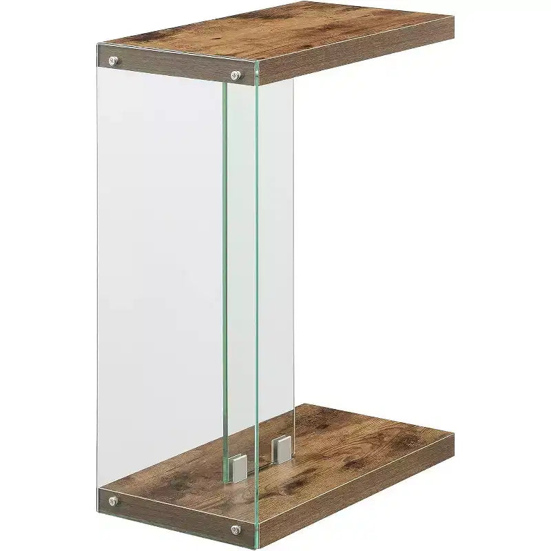 HomeStock 24.25 in.H Brown Color Rectangle Glass Table Top End Table 1 -piece