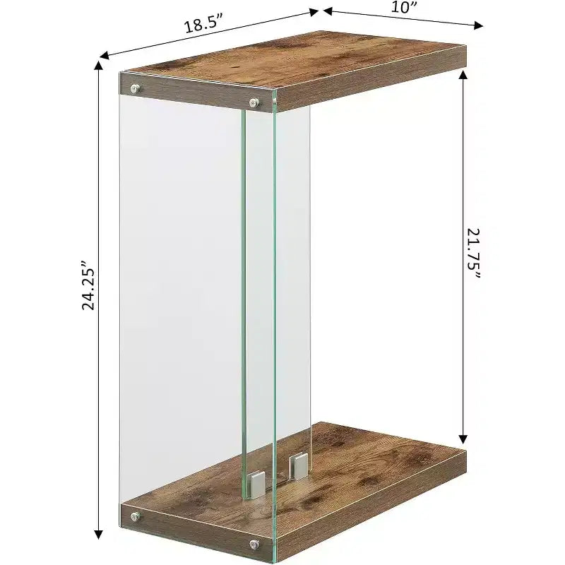 HomeStock 24.25 in.H Brown Color Rectangle Glass Table Top End Table 1 -piece