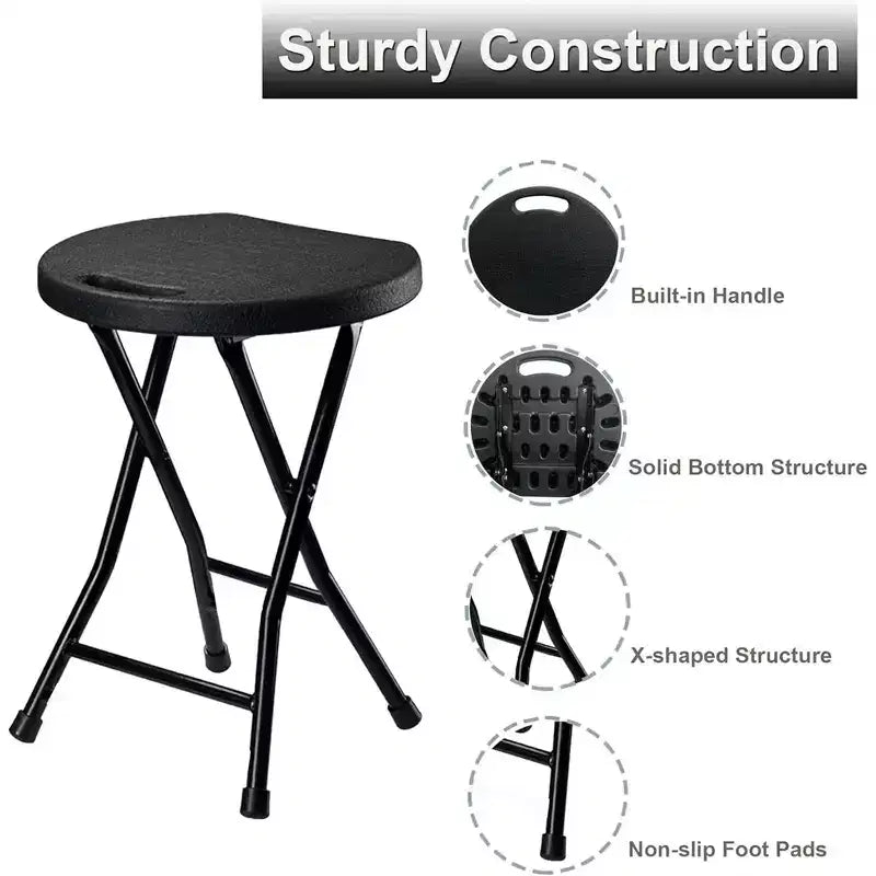 Folding Stool with Handle, Folding Chair,Folding Bar Stool with Non-Slip Feet,600 lbs Capacity