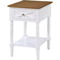 HomeStock Belmont End Table with Built-In Concealed Charging Station, 2 Outlets, 2 USB Ports, Drawer Storage and Bottom Shelf Accent Table