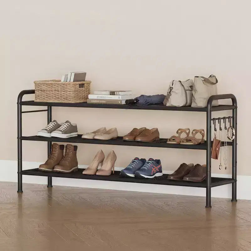 Shoe Rack, Slim Shoe Storage Organizer with Metal Frame & Non-Woven Fabric Shelves, Adjustable Design for Entryway, Bedroom
