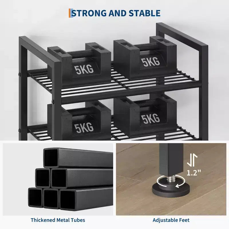 Shoe Rack, Slim Shoe Storage Organizer with Metal Frame & Non-Woven Fabric Shelves, Adjustable Design for Entryway, Bedroom