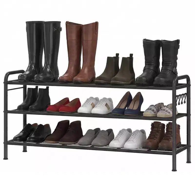Shoe Rack, Slim Shoe Storage Organizer with Metal Frame & Non-Woven Fabric Shelves, Adjustable Design for Entryway, Bedroom