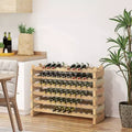 HOMCOM Stackable Wine Rack, Modular Storage Shelves, 72-Bottle Holder, Freestanding Display Rack for Kitchen, Pantry, Cellar, Natural